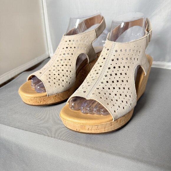 ROCKPORT Women's Briah Perf Sling Wedge Sandals Beige Size 6M - Picture 4 of 9